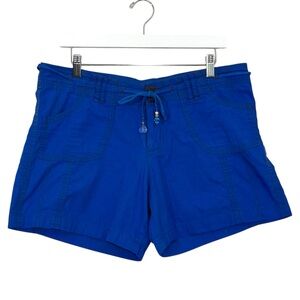 Santiki Cotton Shorts Blue Size Large Beaded Drawstrings Wood Buttons Vacation